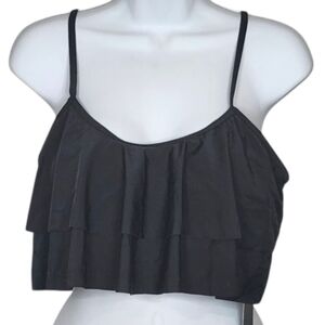 Tempt Me 2pc Black Ruffel Top High Waist Tummy Control Bottoms Size Large